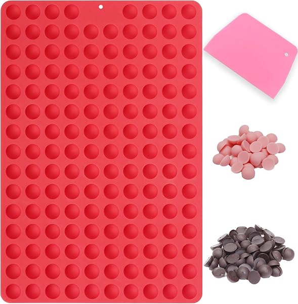Mini moldes redondos de silicone, 148 cavidades semiesféricas