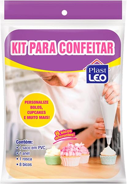 Plast Leo, kit para confeitar com saco e 8 bicos, ref. 418